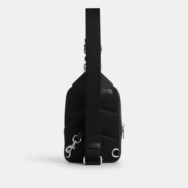 【COACH】蔻馳官方直營 RACER 經典 SIGNATURE 貼飾單肩手袋 單肩包-SV/核桃棕色/黑色(CGA43)