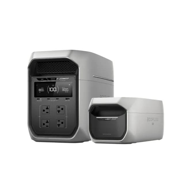 【ECOFLOW】DELTA 3 Max Plus 3000W戶外儲電設備+2度擴充電池 加贈收納包  (儲能電源 防颱必備 停電神器)