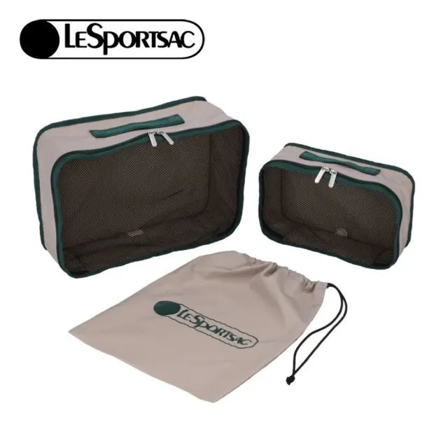 【Lesportsac】2026秋季新品 Packing Pouch Set 行李收納組(1319)LE21岩石灰+伊甸綠