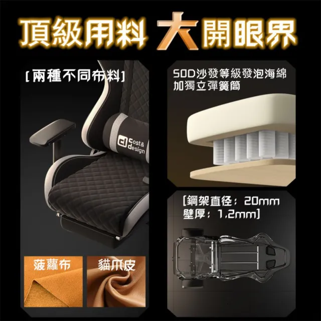 【C&D】幻影PRO電競椅(貓抓皮皮革&菠蘿布料+多色搭配)