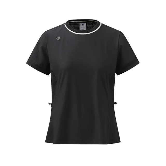 【DESCENTE】GOLF 迪桑特 AIR HOLE 女款 高爾夫圓領上衣 涼感快乾 吸濕排汗 短袖T恤 運動上衣 黑色
