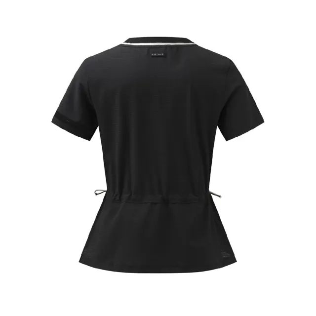 【DESCENTE】GOLF 迪桑特 AIR HOLE 女款 高爾夫圓領上衣 涼感快乾 吸濕排汗 短袖T恤 運動上衣 黑色