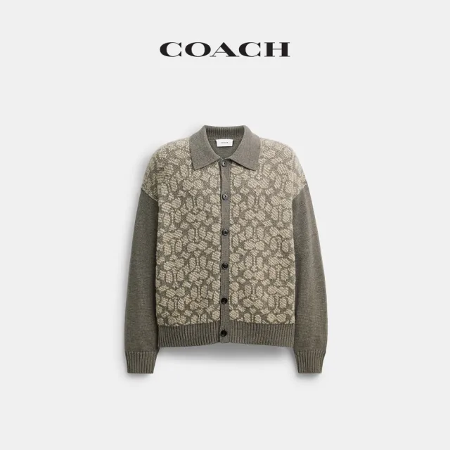 【COACH】蔻馳官方直營 經典 SIGNATURE 針織衫-灰色(CEQ91)