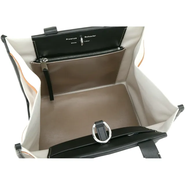 【Proenza Schouler】PS1 Morris L 撞色拼接塗層帆布 肩背托特包(卡其色 通勤包 LOEWE設計總監品牌)