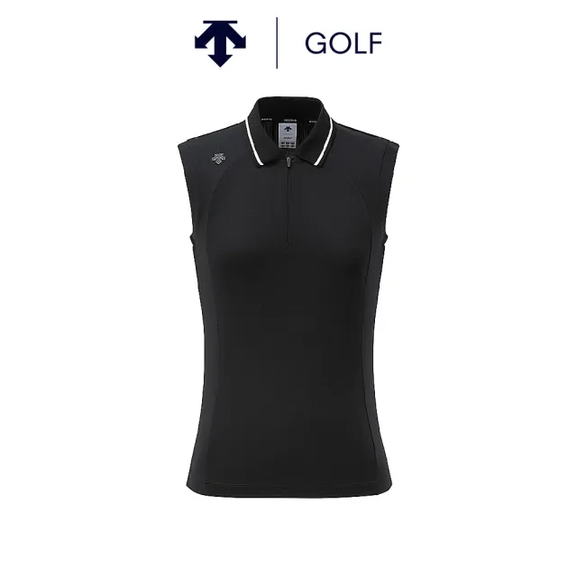 【DESCENTE】GOLF 迪桑特 AIRMESH 女款 高爾夫背心 透氣 涼感 快乾 運動背心 黑色