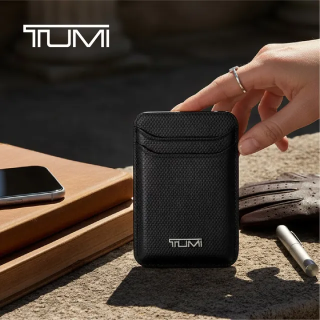【TUMI】型男組合 壓紋真皮MAGSAFE手機殼+磁吸卡包 IP17 Pro Max