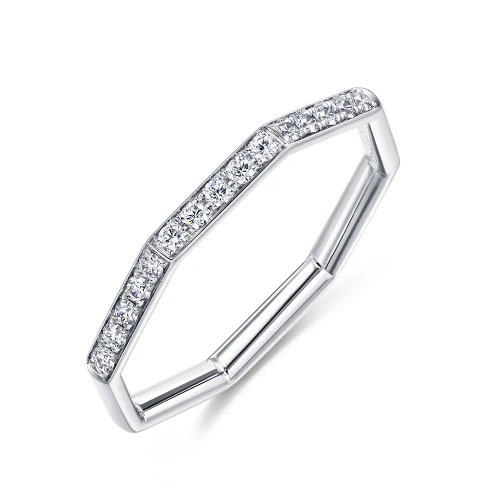 【點睛品】Daily Luxe  簡約八角形 18K金鑽石戒指