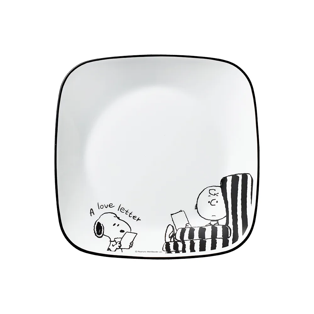 【CorelleBrands 康寧餐具】SNOOPY 復刻黑白方形8吋午餐盤(2211)
