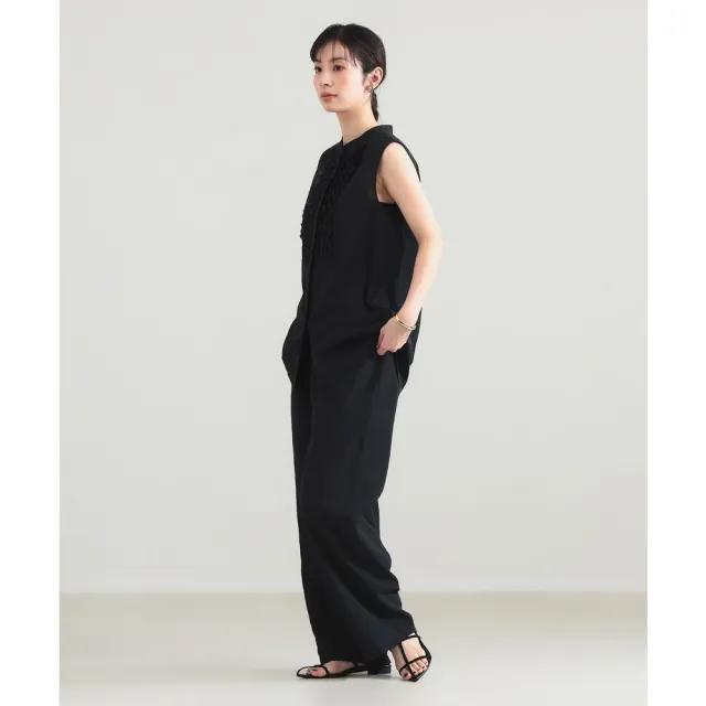 【BEAMS】官方旗艦館 Demi-Luxe BEAMS / 女裝 混紡 荷葉邊 襯衫式背心