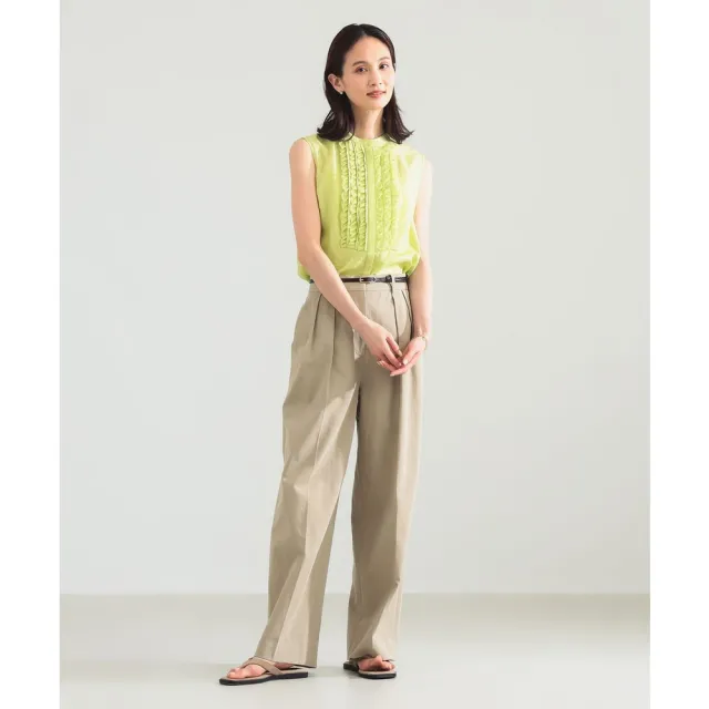 【BEAMS】官方旗艦館 Demi-Luxe BEAMS / 女裝 混紡 荷葉邊 襯衫式背心
