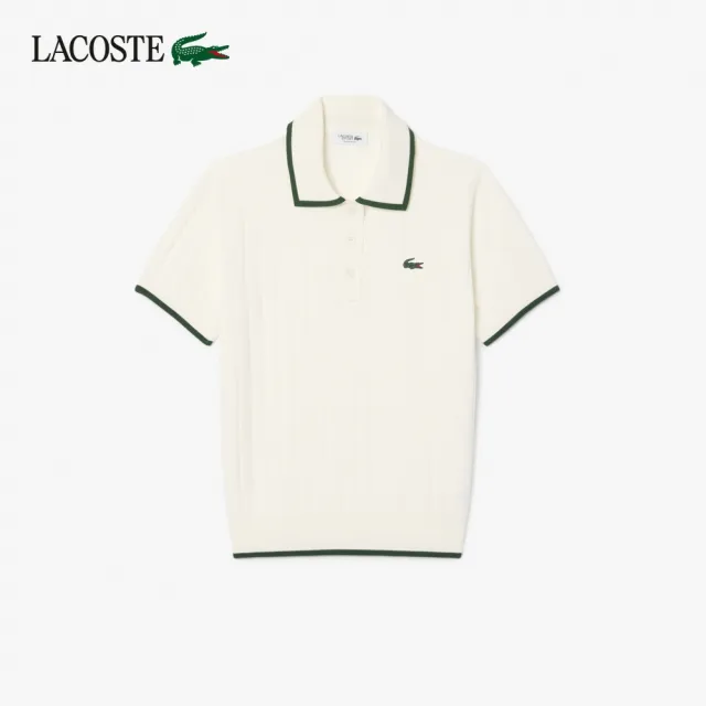 【LACOSTE】女款-短袖Polo領高爾夫球衫(白色)