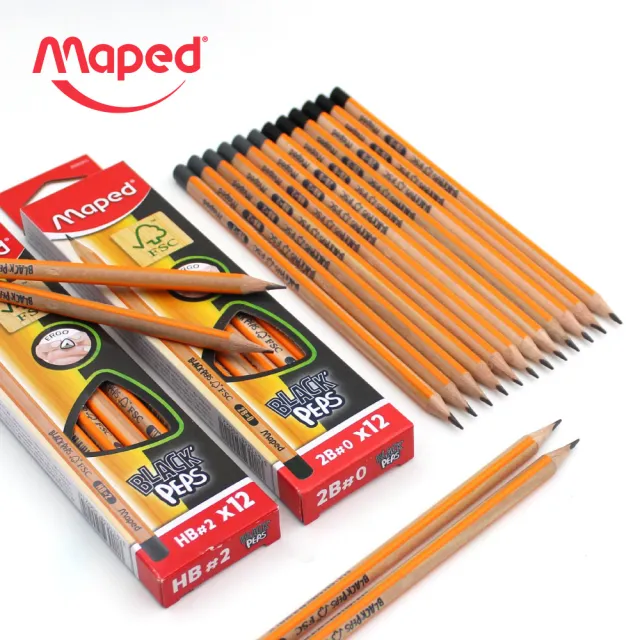 【Maped】國民三角鉛筆(12支入)多款｜HB 2B 兒童鉛筆 小學生鉛筆 附橡擦鉛筆