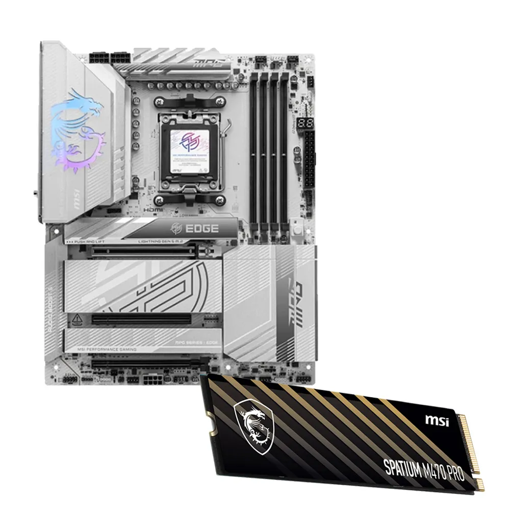 SSD+MB組合★【MSI 微星】SPATIUM M470 Pro 1TB SSD固態硬碟(讀6000MB/寫4500MB)+X870E