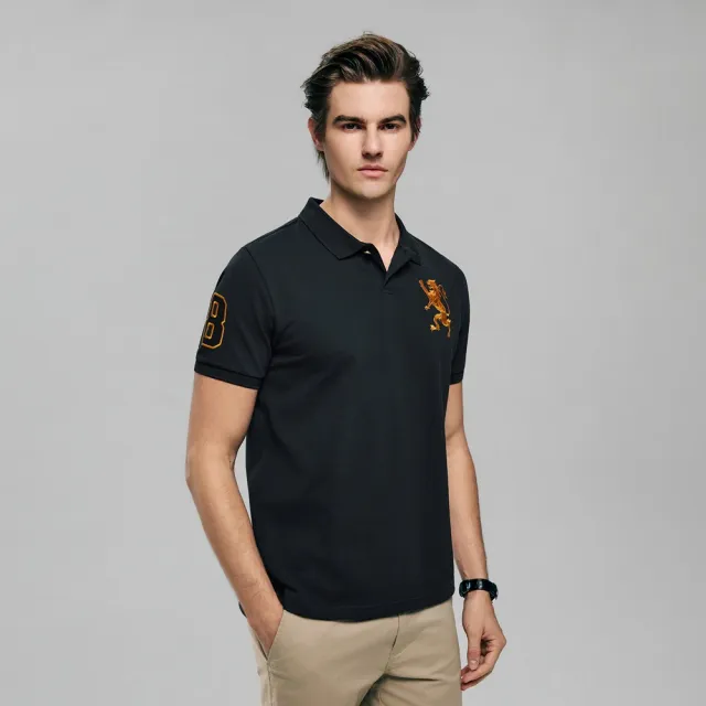 【GIORDANO 佐丹奴】男裝拼色刺繡修身短袖POLO衫(多色任選)