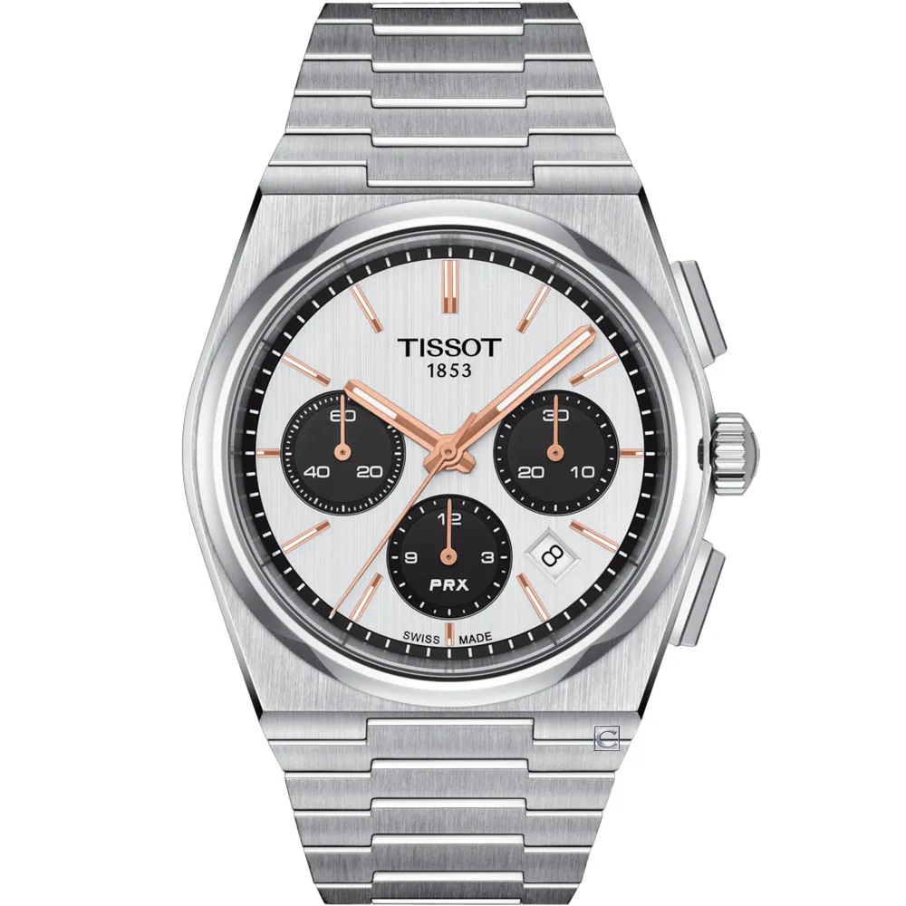【TISSOT 天梭】PRX系列 熊貓計時機械腕錶-42mm(T1374271101100)父親節 送禮自用首選
