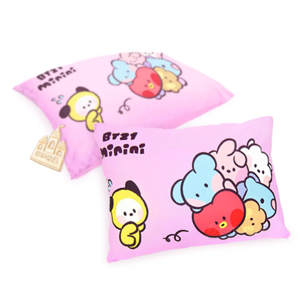 【享夢城堡】MIT卡通枕頭63x45cm一入－BT21宇宙明星 mininiBTS防彈少年團-粉 / 正版授權中枕