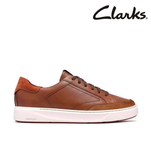 【Clarks】男鞋 Code C Tie真皮輕量異材質拼接板鞋 休閒鞋(深棕色)(CLM28044C)