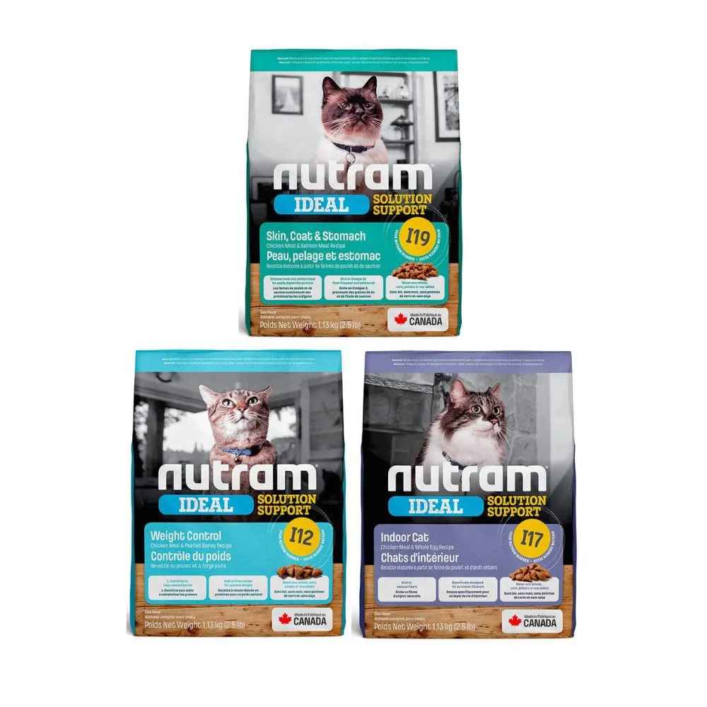 【Nutram 紐頓】I12/I17/I19無穀專業理想系列貓飼料1.13kg/2.5lb(體重管理/化毛/三效強化、貓糧)