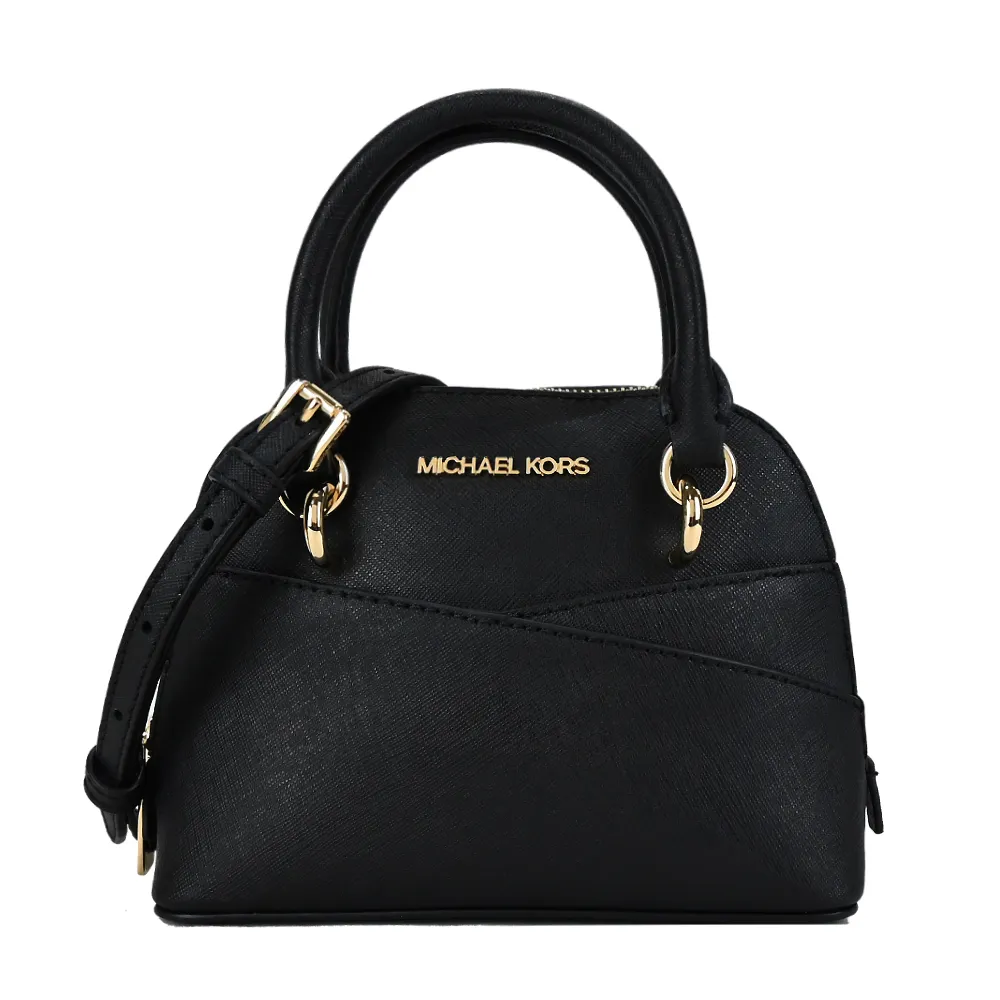 【Michael Kors】JET SET防刮皮革兩用貝殼包(迷你/黑)