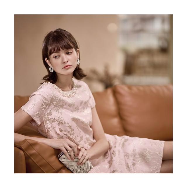 【en-suey 銀穗】EU珍珠領緹織禮服洋裝-女