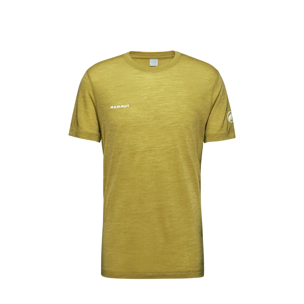 【Mammut 長毛象官方直營】Tree Wool FL T-Shirt Men 羊毛混紡快乾抗臭短袖T恤 光暈黃 男款 #1017-06660
