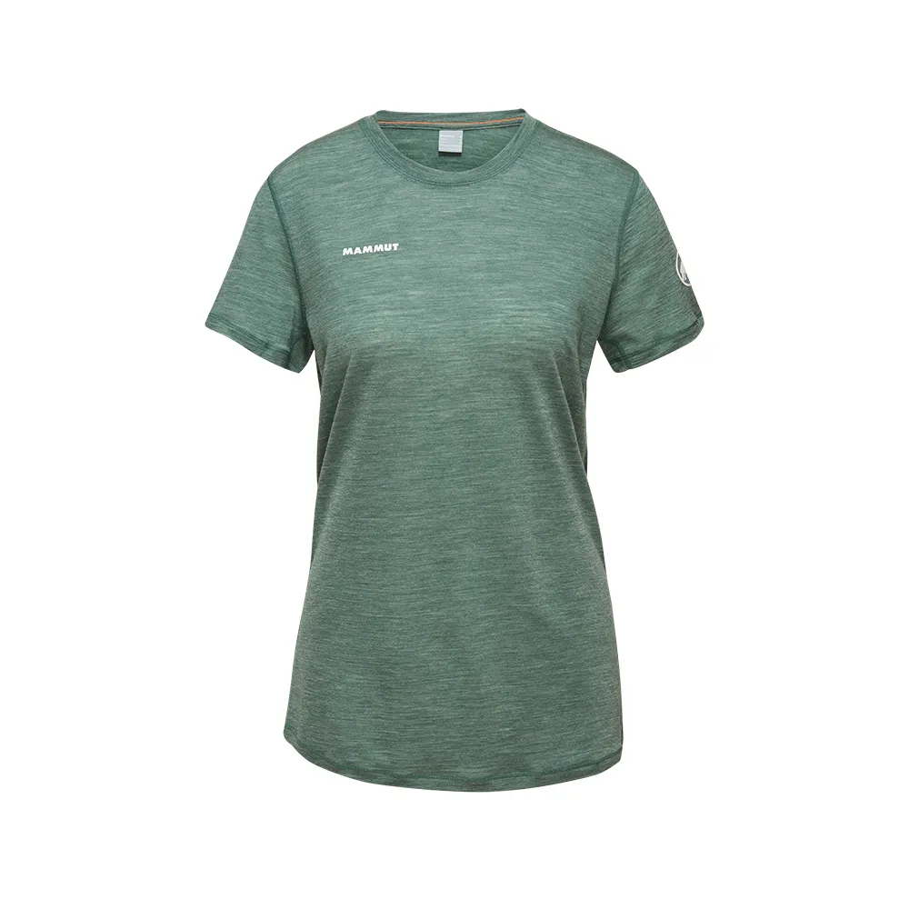 【Mammut 長毛象官方直營】Tree Wool FL T-Shirt W 羊毛混紡快乾抗臭短袖T恤 深玉石綠 女款 #1017-06670