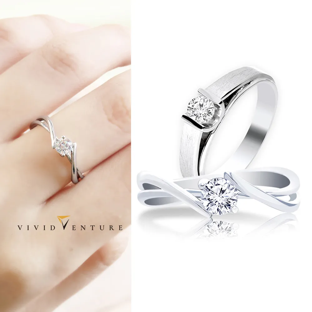 【Vividventure 亞帝芬奇】情侶對戒 14K 天然鑽石 GIA 30分 FSI2 戒指+20分 鑽石 男戒 永恆依靠求婚 結婚)