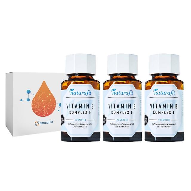 【Natural Fit 活粒適】維生素B群 三入組 90粒/入(素食維他命B群 B1 B6 B12 葉酸 泛酸 菸鹼酸 生物素)