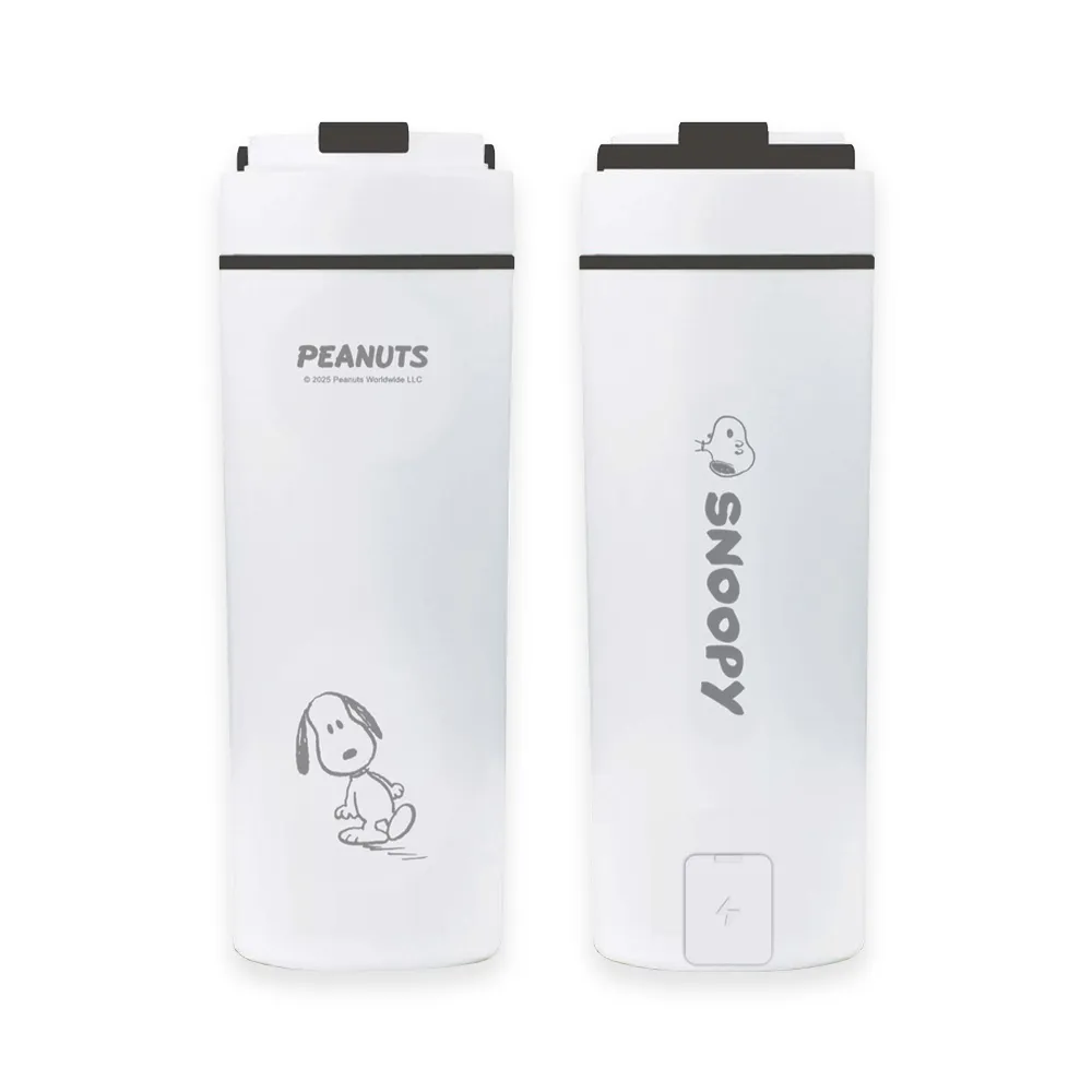 【SNOOPY 史努比】智慧溫控電熱水杯 470ml 保溫杯 快煮杯(出國必備 空姐杯 國際雙電壓 煮咖啡、熱茶必備)