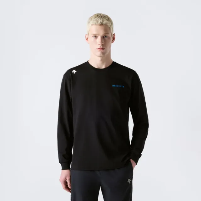 【DESCENTE】長袖上衣 男 女 快排 MOVEMENT GRAPHIC LOOSE FIT LONG SLEEVE TEE 黑 SR323UTL75-BLK0