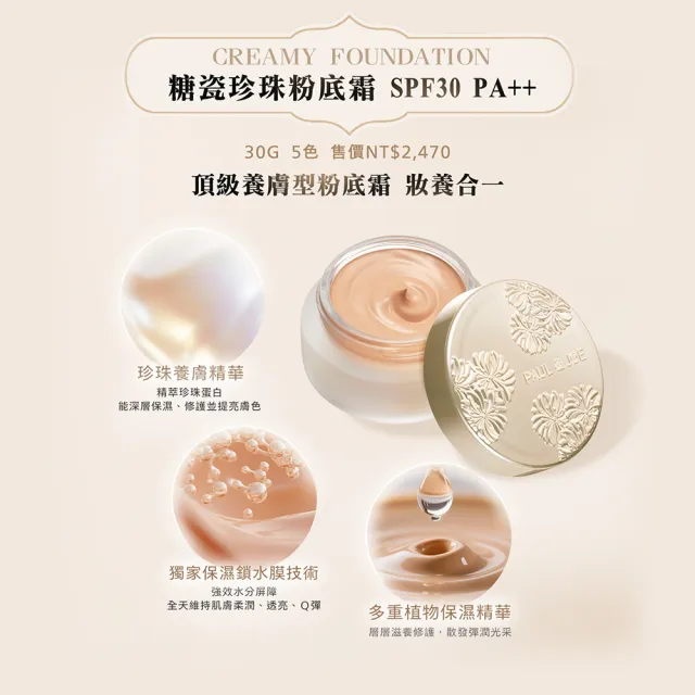 【PAUL & JOE】糖瓷珍珠粉底霜 SPF30 PA++ 30g（5色可選）