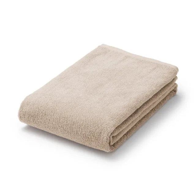 【MUJI 無印良品】棉圈絨雙線織浴巾/可吊掛(柔白/灰色/綠色/粉米/墨黑)成品尺寸:W70×L140 cm
