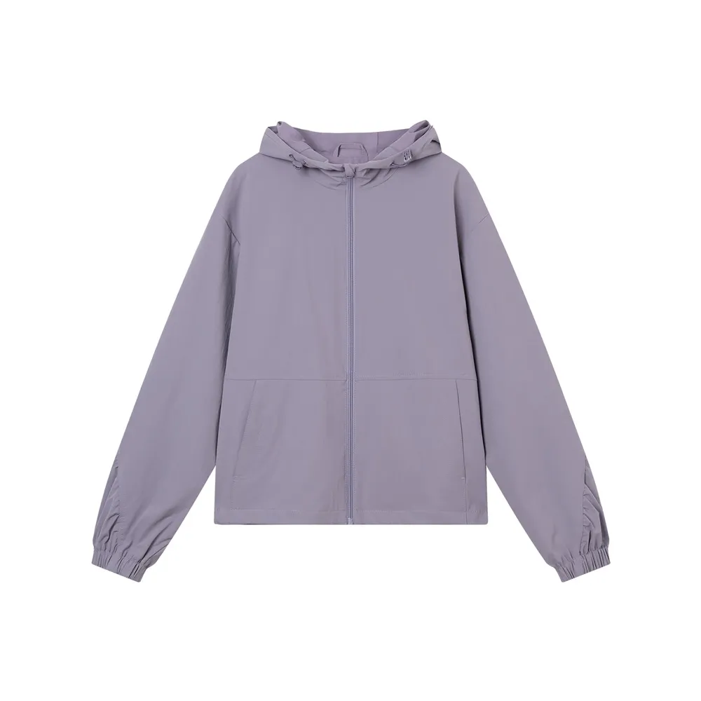 【GIORDANO 佐丹奴】女裝輕量防潑水連帽風衣外套 Essential Future系列(33 灰脊紫)