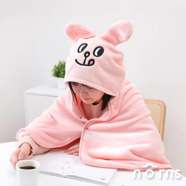 【Norns】Bunni Konbiny兔子便利商店造型連帽毯 (正版授權 冷氣毯 保暖毯 粉紅連帽毯 保暖披肩毯 懶人毯)