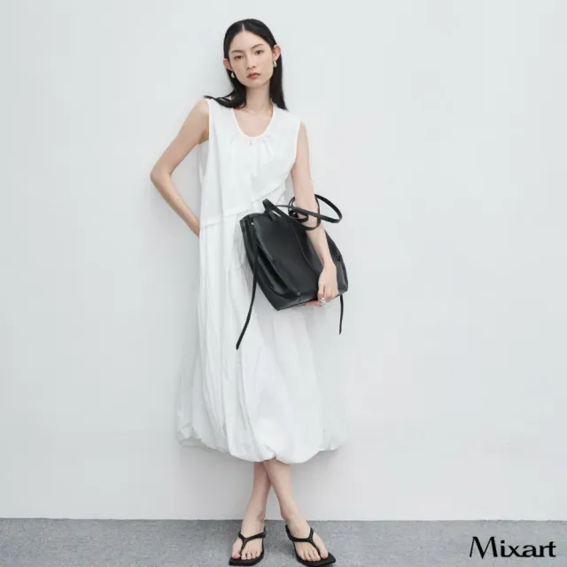 【Mixart】無袖洋裝 自在序章 空氣感斜切剪裁洋裝