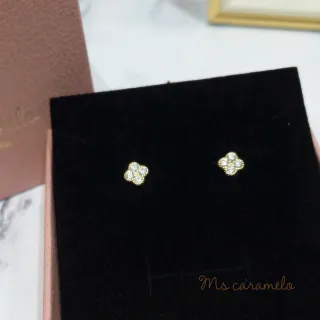 【Ms caramelo 焦糖小姐】925純銀鋯石 幸運草耳環