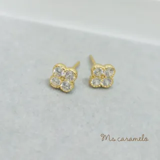 【Ms caramelo 焦糖小姐】925純銀鋯石 幸運草耳環