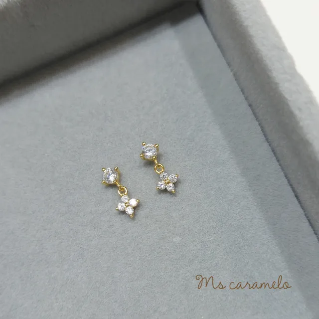 【Ms caramelo 焦糖小姐】925純銀 鋯石花朵耳環