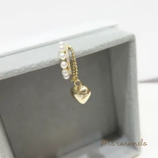 【Ms caramelo 焦糖小姐】愛心珍珠 耳骨夾耳環 (單隻)