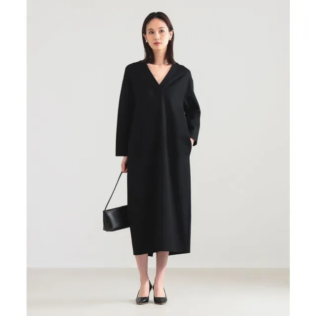 【BEAMS】官方旗艦館 Demi-Luxe BEAMS / 女裝 羅馬布 V領 洋裝