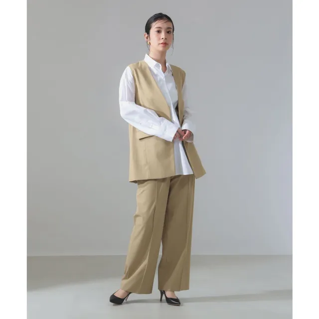 【BEAMS】官方旗艦館 Demi-Luxe BEAMS / 女裝 棉質 無翻領 西裝背心