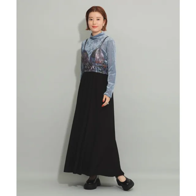 【BEAMS】官方旗艦館 Ray BEAMS / 女裝 珠光絲 印花 吊帶背心式 洋裝