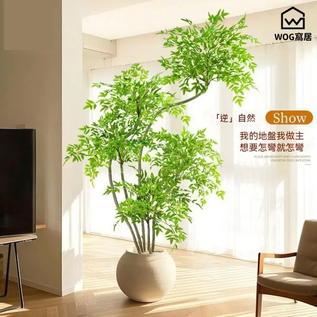 【窩居】仿真南天竹 仿真綠植 落地植物 客廳擺件 家居裝飾 裝飾綠植 仿真植物(2M5桿）