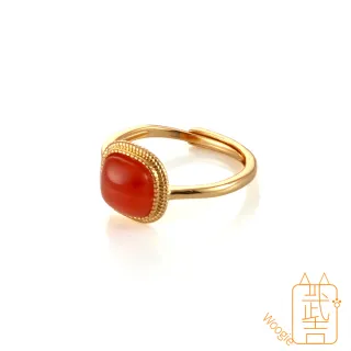 【Woogie武吉珠寶】冰飄南紅瑪瑙設計戒指(方形葫蘆可選10x10mm)