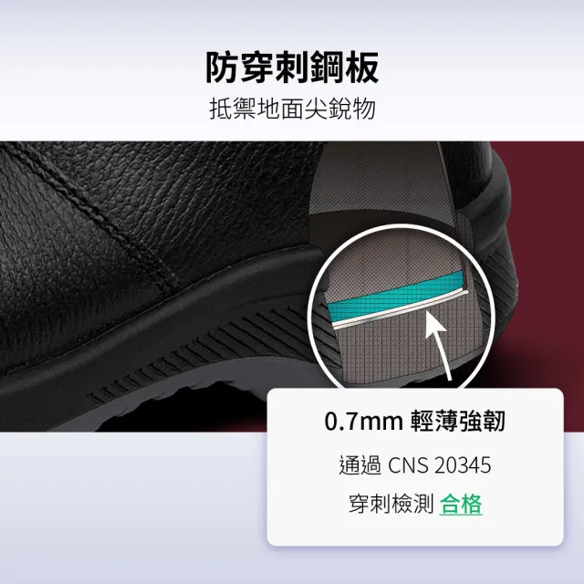 【PERFiT 護特】抗靜電 防入塵 牛皮防潑水 防穿刺  緩震安全鞋(PT014-BK/工作鞋/鋼頭鞋/CNS 20345認證)