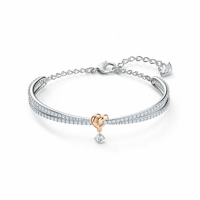 【SWAROVSKI 施華洛世奇】官方直營 Lifelong Heart 永恆心動 心形手鐲 愛心 白色 多種金屬潤飾 | 5516544
