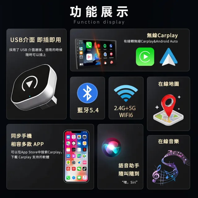 【Dep】無線車載蘋果carplay/Android Auto盒子 有線轉無線carplay盒子 安卓蘋果通用 藍牙5.4 禮物