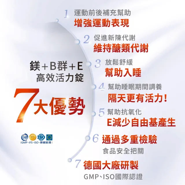 【Heilusan 好立善】鎂+B群+E高效活力錠64錠6入組(幫助入睡.醣類代謝.鎂有助心臟.肌肉及神經正常功能)