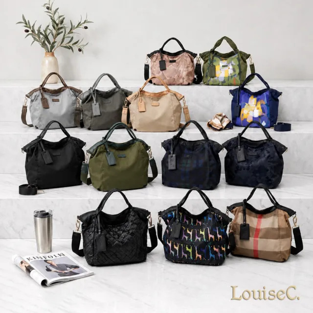 【LouiseC.】Tree House 牛皮 輕盈尼龍 中型手提斜背防水包 15色 YS98233
