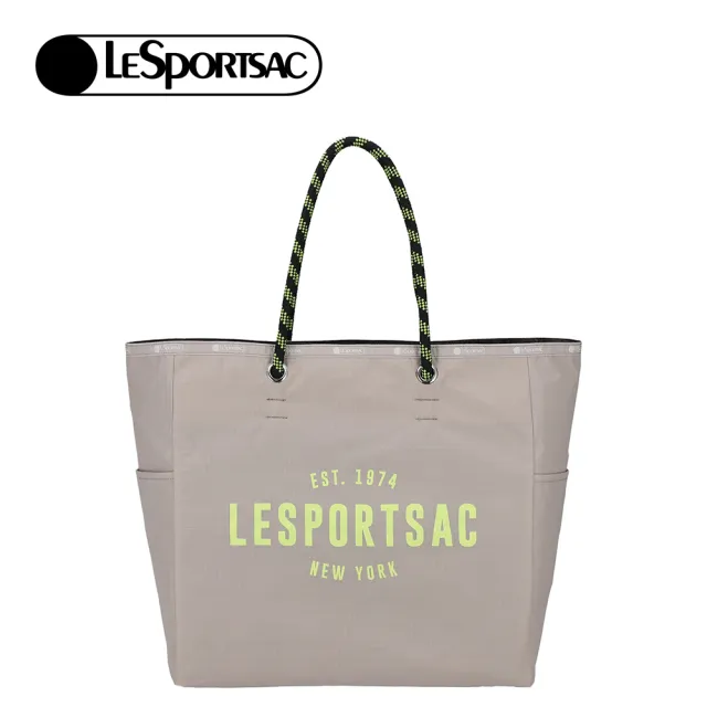 【Lesportsac】Large Two-Way Tote 大型雙面托特包 手提包 購物袋 送禮 禮物(時尚灰拼色)